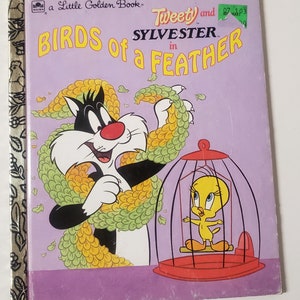 Tweety and Sylvester in Birds of a Feather by Jean Lewis/Vintage 1992 Little Golden Book/Looney Tunes/Nostalgic Gift/Baby Shower Gift