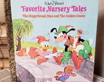 Walt Disney's Favorite Nursery Tales The Gingerbread Man and The Golden Goose/Vintage 1979 Little Golden Book/Nursery/Baby Shower Decor