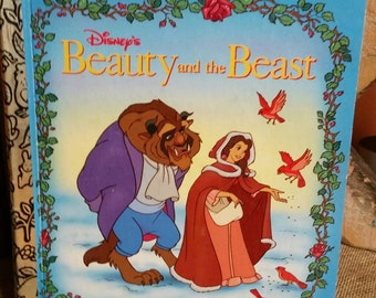 Beauty and the Beast/ Vintage 1991 Little Golden Book/Childrens Books/Belle and Beast/Disney Princess/Nursery/Baby Shower Gift/Junk Journal