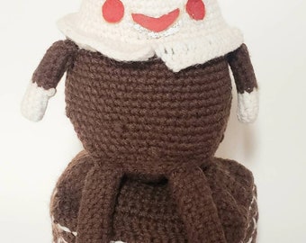 Humpty Dumpty Crocheted Toy/Vintage 1980s Handmade Nursery Rhymes Humpty Dumpty Sitting on A Wall/Nursery Decor/Creepy Toy/Folk Art