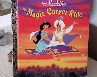 Aladdin "The Magic Carpet Ride"/1993 Little  Golden Book/Aladdin and Jasmine/Nursery/Baby Shower/Disney Princess/Photo Prop/Disney Character
