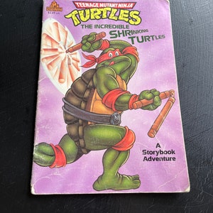 Teenage Mutant Ninja Turtles: The Incredible Shrinking Turtles/ Random House Paperback/ Vintage 1990/ Children’s Book/ Nostalgic Gift