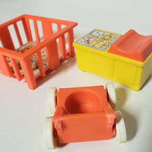 Fisher Price Little People  Nursery Furniture/Vintage Fisher Price Little People Furniture/Vintage 1972/Upcycle Cake Toppers/Nostalgic Toy