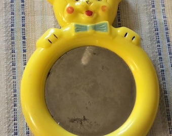 Baby Toy Baby Teddy Bear Mirror/Vintage 1960s Baby Toy/Nostalgic Gift/Vintage Baby Shower Decor