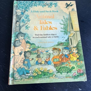 Animal Tales & Fables/ Hide and Seek Book/ Vintage 1990/ Children’s Book/ Nostalgic Gift/ Nursery Decor