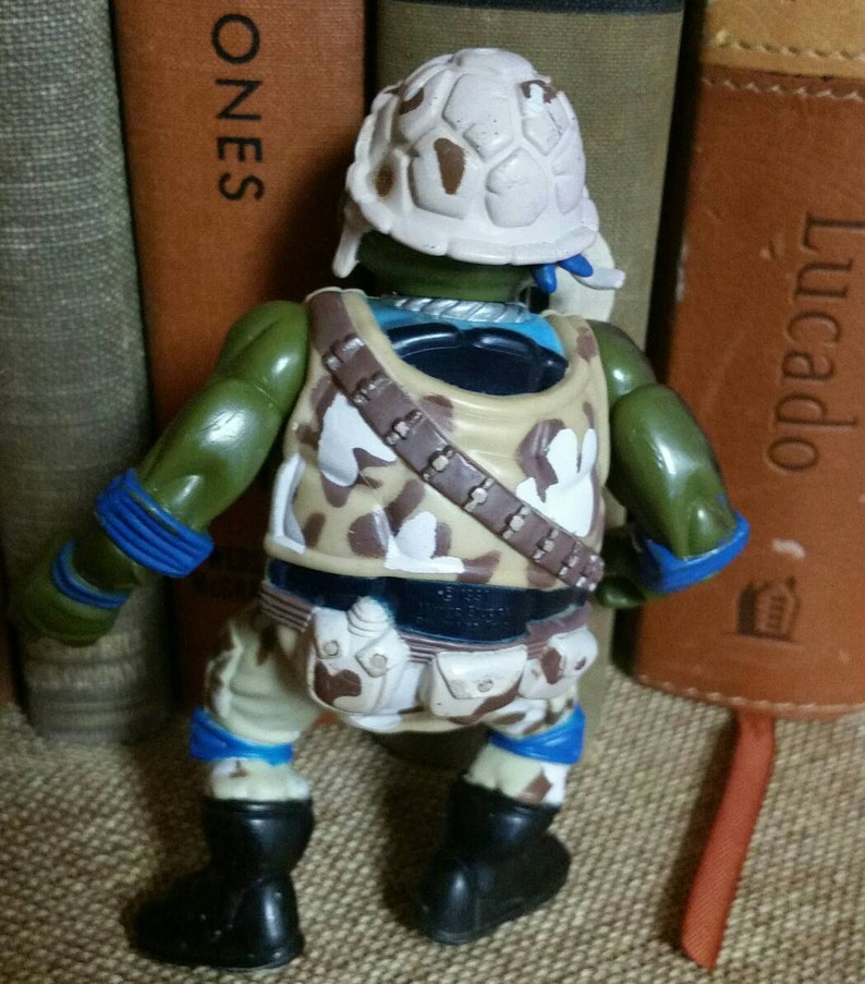 Teenage Mutant Ninja Turtle Leonardo in Army Gear Action FigureCamo Ninja TurtleCollectible FigureChilds ToyVintage 1991 Collectible