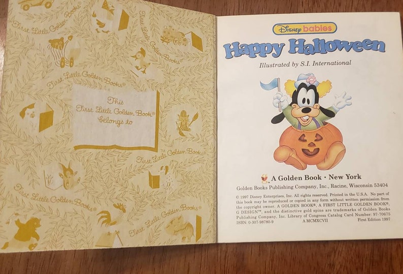 Disney Babies Happy Halloween/Vintage 1997 First Little Golden Book/Halloween Gift/Disney Babies/Mickey/Minnie/Daisy/Donald/Nostalgic Gift image 3