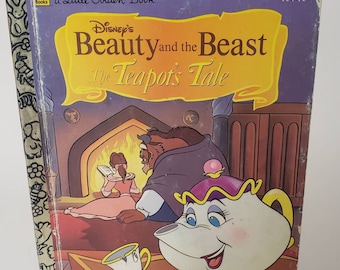 Disney's Beauty and the Beast The Teapot's Tale adapted by Justine Korman/Vintage 1993 Little Golden Book/Disney Princess/Belle/Junk Journal