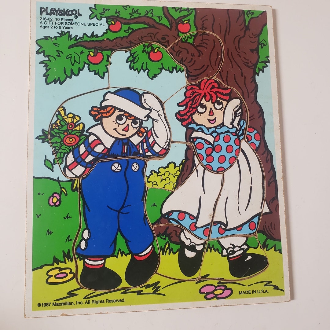 Raggedy Ann and Andy Playskool Frame Tray Puzzle /vintage 1987 Wooden ...