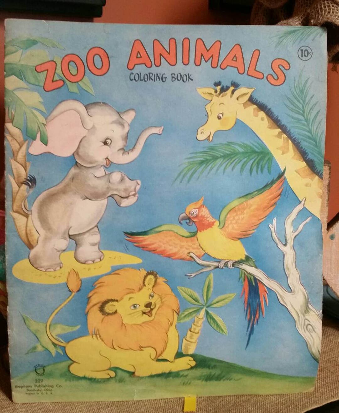 Vintage 1969 Unused Coloring Book "zoo Animals"/stephens Publishing Co ...