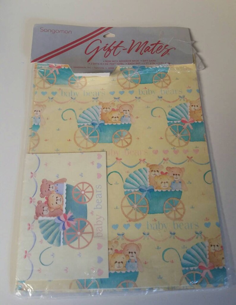 Vintage Gift Wrap Baby Shower Gift Wrap Sheets With Matching Etsy