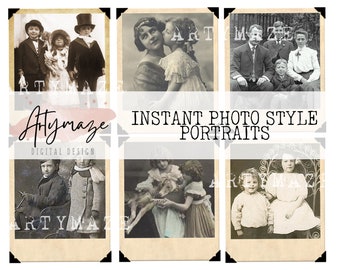 INSTANT PHOTO STYLE Portraits.  vintage printables