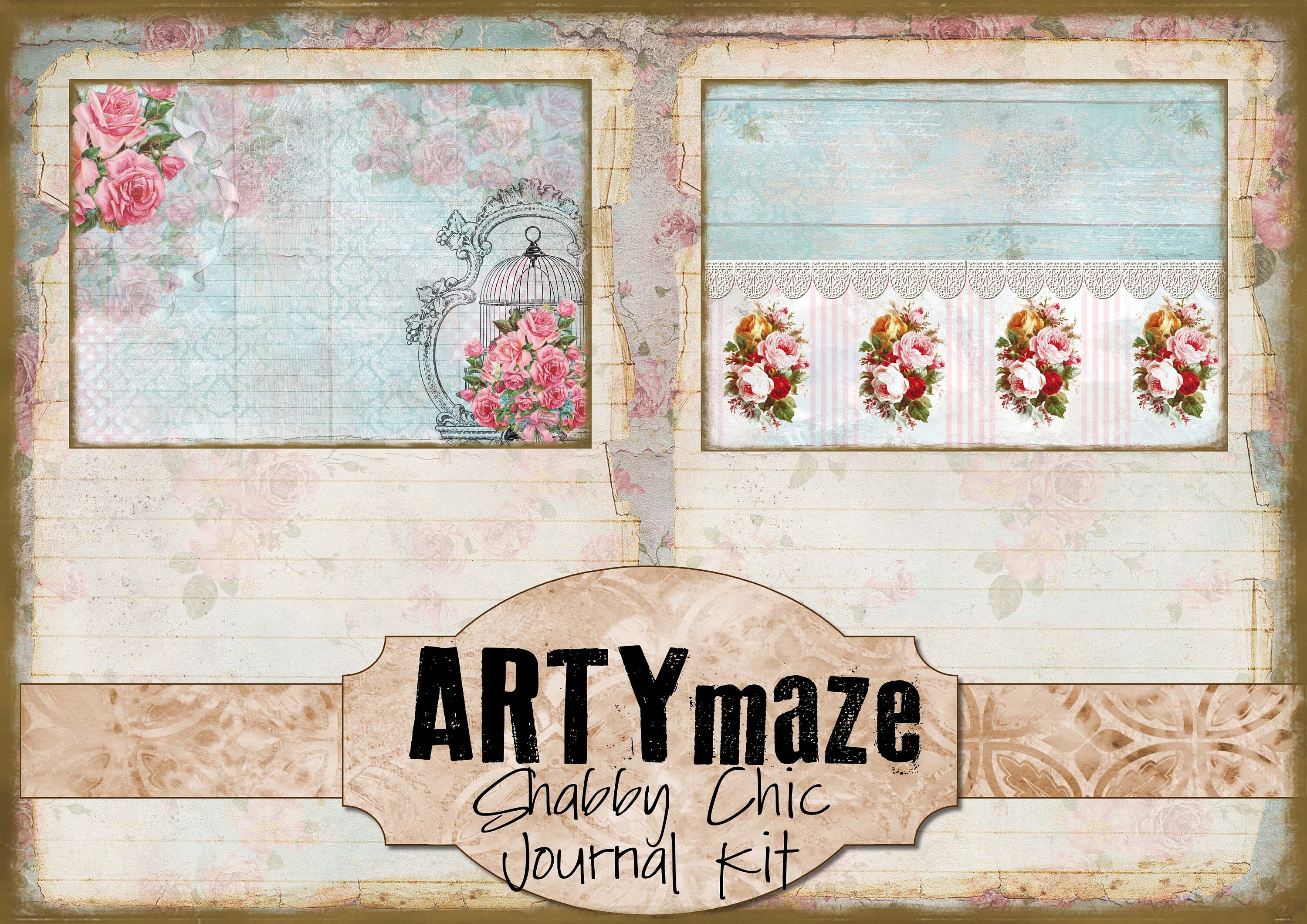 SHABBY CHIC full size Journal Kit INSTANT Download | Etsy