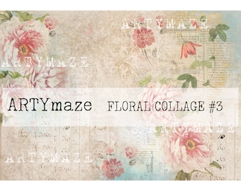 FLORAL COLLAGE SHEETS.#3 Revised plus Bonus background pages
