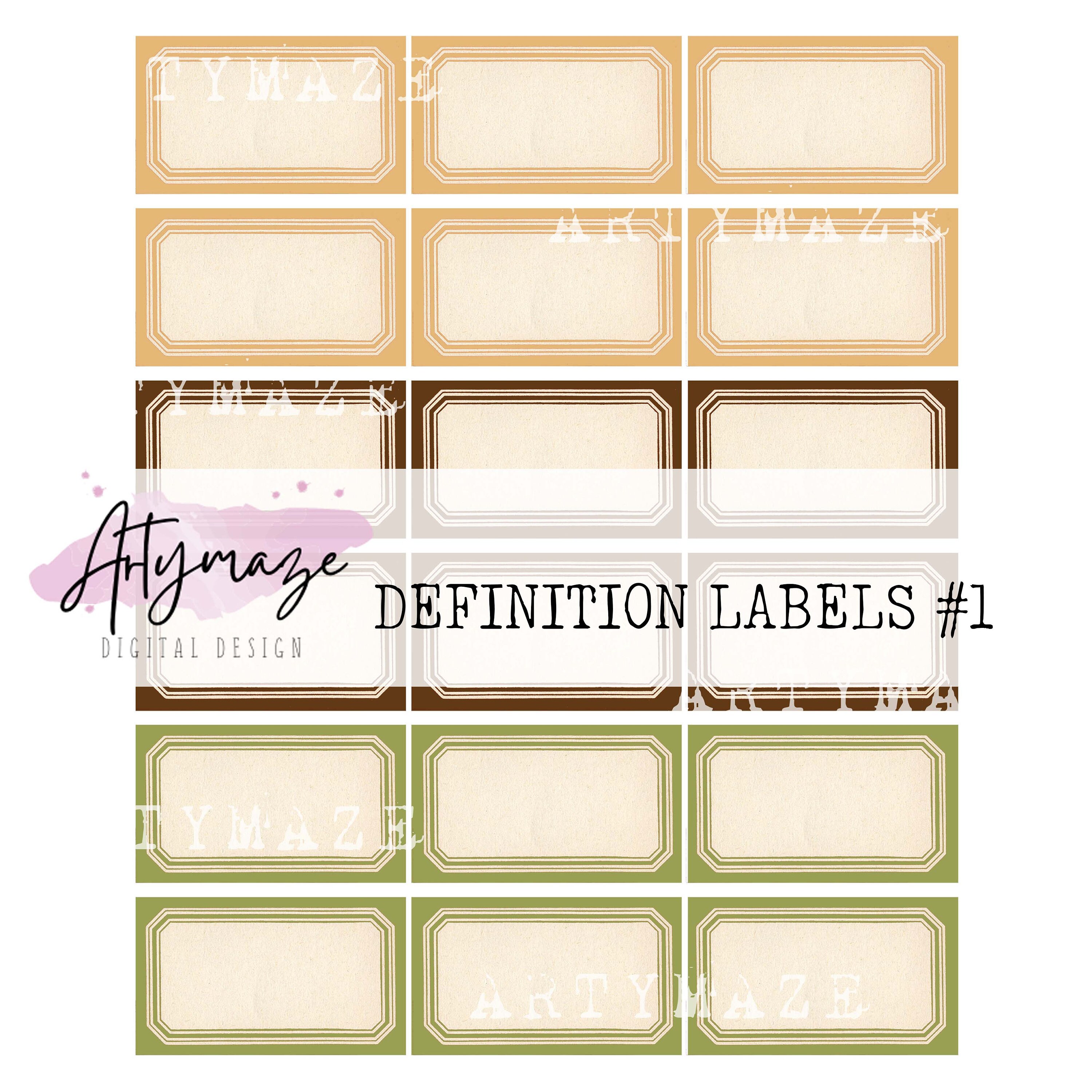 DEFINITION LABELS in 6 Colour Ways & Bonus Blank Labels Etsy UK