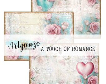 A TOUCH of ROMANCE (FULL A4) Journal kit, digital papers, junk journal, paper craft, journal, printable, scrapbooking
