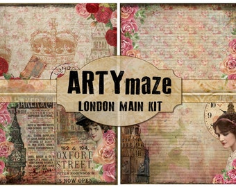 Vintage Digital Journal LONDON Theme  *instant download*