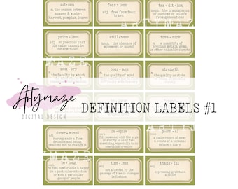 DEFINITION LABELS in 6 colour ways & bonus Blank labels