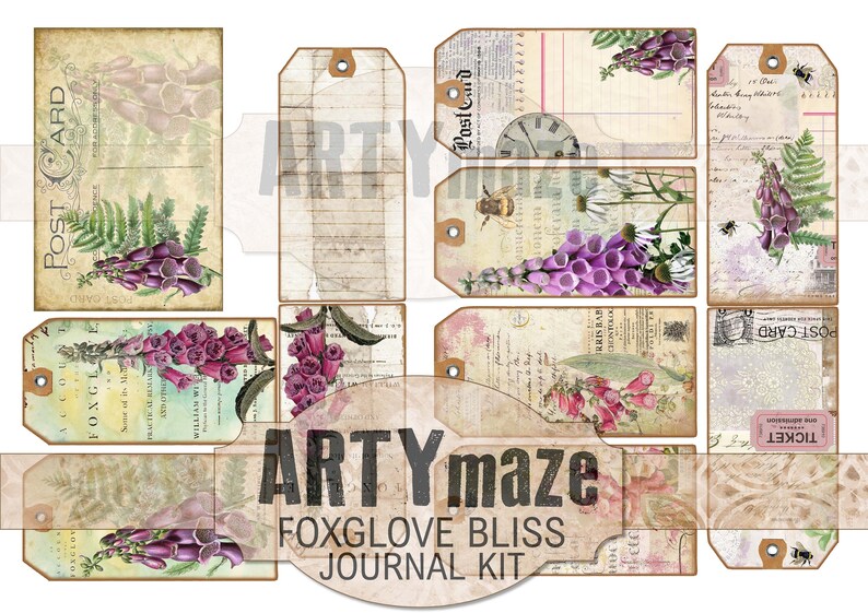 FOXGLOVE BLISS Journal Kit INSTANT Download Artymaze Bild 6