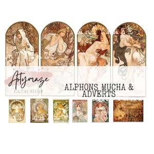 ALPHONS MUCHA Plus Anuncios Tarjetas de diario/ephemera