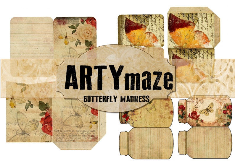 BUTTERFLY Madness Printable Hybrid Journal ADD ons INSTANT download image 2