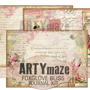 FOXGLOVE BLISS Journal Kit INSTANT Download Artymaze Bild 1