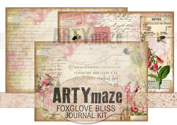 FOXGLOVE BLISS full size Journal Kit INSTANT Download Artymaze