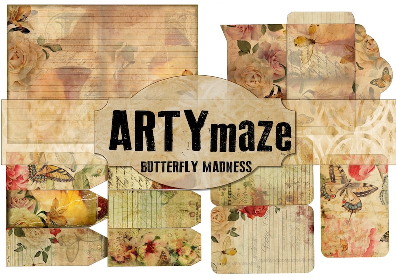 BUTTERFLY Madness Printable Hybrid Journal ADD ons INSTANT download image 1