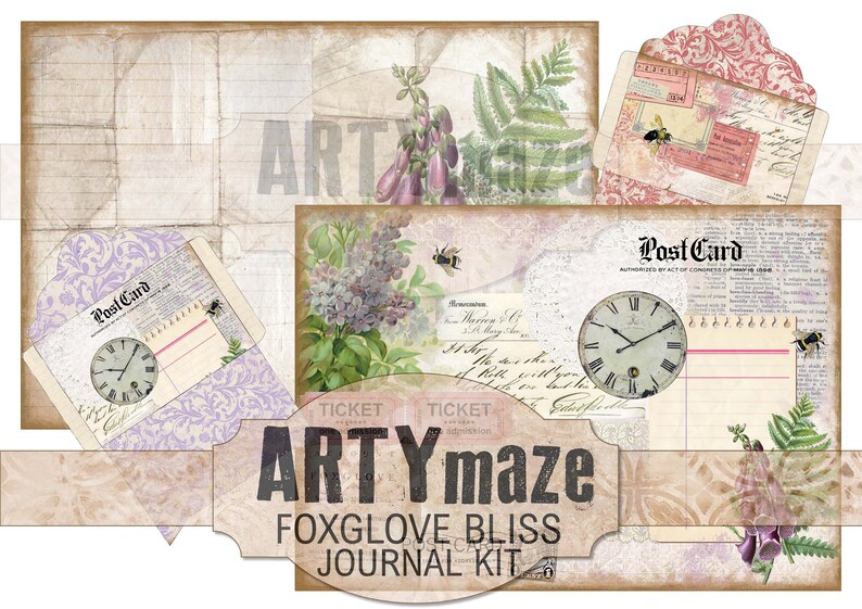 FOXGLOVE BLISS Journal Kit INSTANT Download Artymaze Bild 3