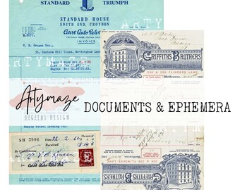 DOCUMENTS & EPHEMERA Plus BONUS Calling cards, junk journal, printable documents, printable paper, printable ephemera, vintage, scrapbooking