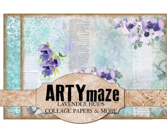 LAVENDER HUE&#39;S Journal papers with Extras  A4 instant Download Artymaze