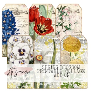SPRING BLOSSOM ADD on, ongewenste dagboek digitale kits, vintage dagboek, afdrukbare dagboekkit, lente, ephemera, dagboekkaarten