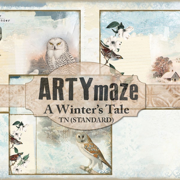 Printable  " A Winter's Tale TRAVEL notebook ideal for an INSERT. Printed page Size 8.5" x 8.25