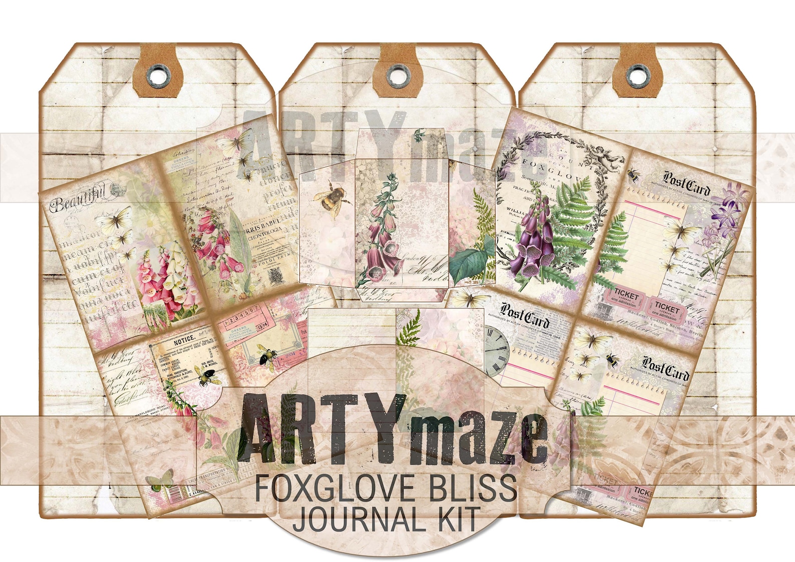 FOXGLOVE BLISS Full Size Journal Kit INSTANT Download Artymaze - Etsy