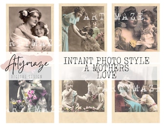 INSTANT PHOTO STYLE Portraits, A Mother's Love .  2 Sizes, vintage printables,j junk journal, ephemera,
