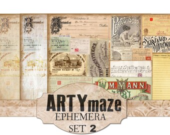 Artymaze EPHEMERA SET 2 & collage papers for Junk journals with *BONUS*