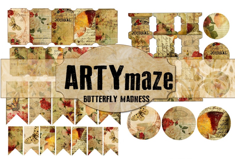 BUTTERFLY Madness Printable Hybrid Journal ADD ons INSTANT download image 4