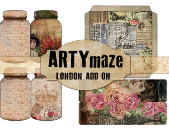 Vintage London Theme  Printable  Journal ADD ON   Instant download