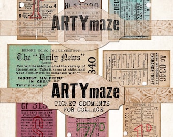 TICKET oddments ideal for COLLAGE & CLUSTERS. Set1 Artymaze