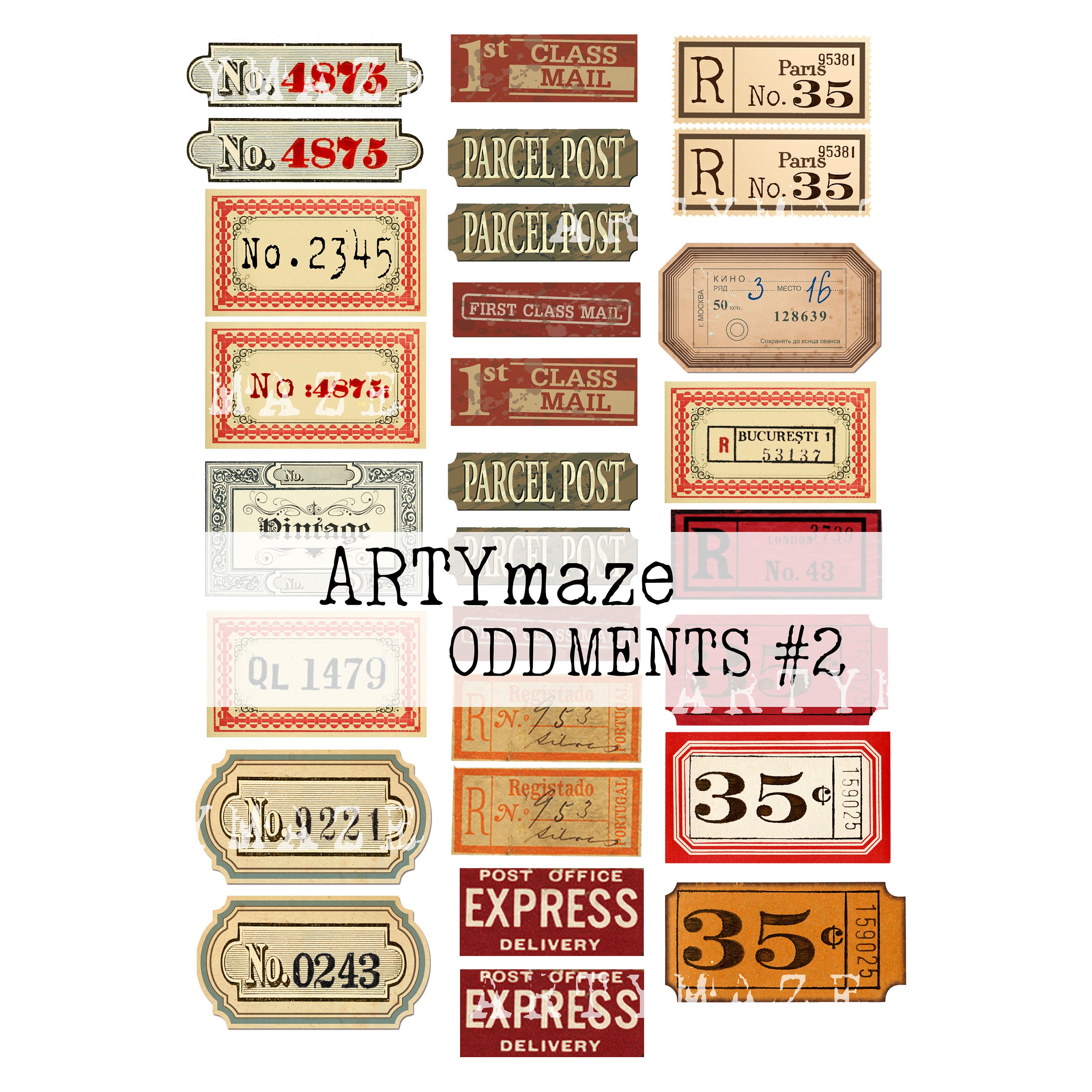 Buy TICKET Oddments Set 2 Ideal for COLLAGE & CLUSTERS. Artymaze Online in  India - Etsy