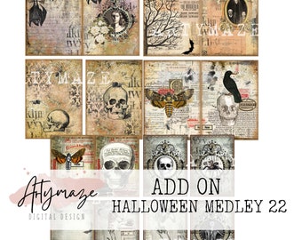 HALLOWEEN MEDLEY 22  ADD On. Gothic, digital junk journal, Halloween junk journal, printable halloween