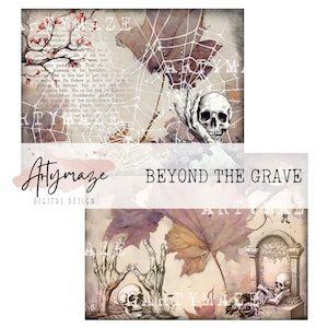 BEYOND THE GRAVE, junk journal, Halloween papers,gothic, paper craft, journal, printable, scrapbooking