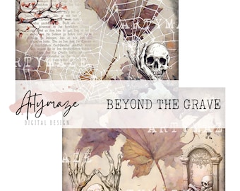 BEYOND THE GRAVE, junk journal, Halloween papers,gothic, paper craft, journal, printable, scrapbooking
