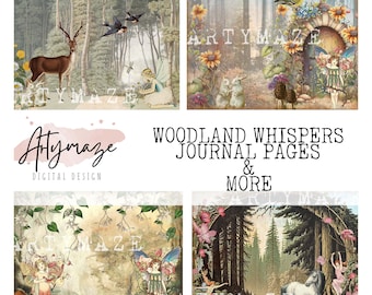 WOODLAND WHISPERS, 8.250"X 11", JOURNAL Pages & More, fairy, enchanted, junk journal, paper craft, journal, printable, scrapbooking 023