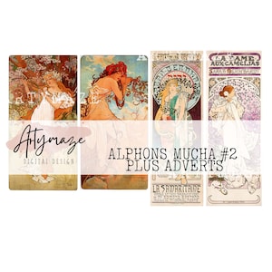ALPHONS MUCHA #2 Plus Anúncios Cartões de registro no diário / coisas efêmeras