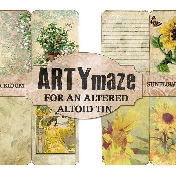 Printable kit for An ALTERED ALTOID TIN Sunflower Bloom