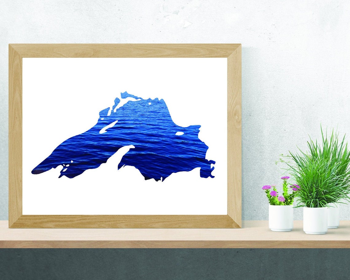 Lake Superior Print Lake silhouette Water Print Great | Etsy