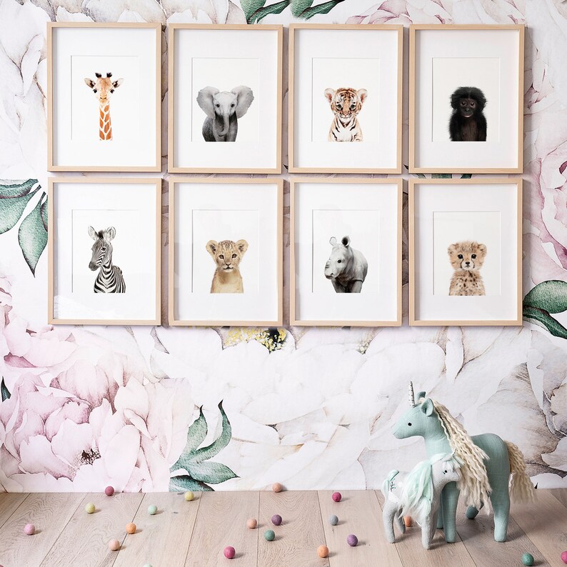 Safari Nursery Prints Set of 8 Prints Nursery Decor Nursery Etsy
