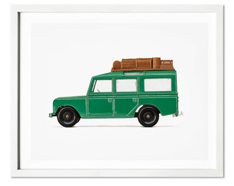 SUV Print - Classic Car -  SUV Wall Art -  Land Rover Safari Car - Boy Bedroom Art - Vintage Truck Print - Nursery Decor - Green Car