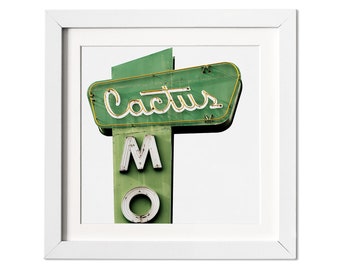 Cactus Print, Cactus Motel, California Print, Fine Art Photography, Retro Sign photography, Modern Minimal Print, Large Poster